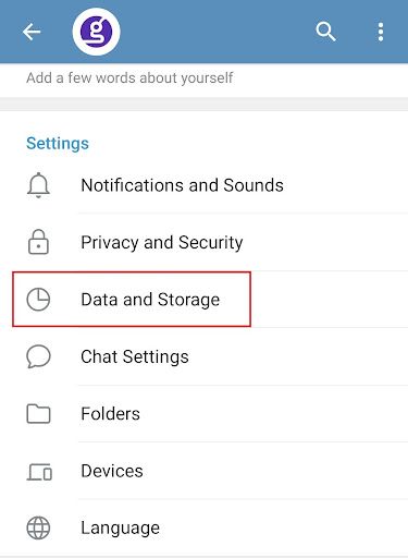 Data and Storage را انتخاب کنید
