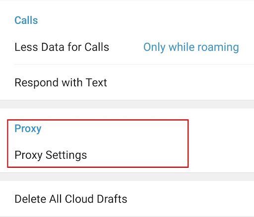 روی تنظیمات Proxy کلیک کنید.