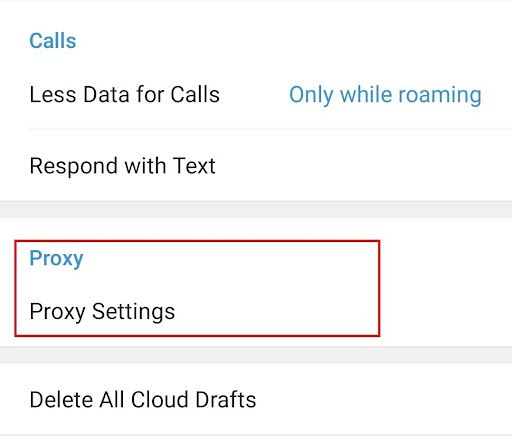 روی تنظیمات Proxy کلیک کنید.