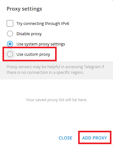  گزینه Use Custom Proxy یا Add Proxy را انتخاب کنید.